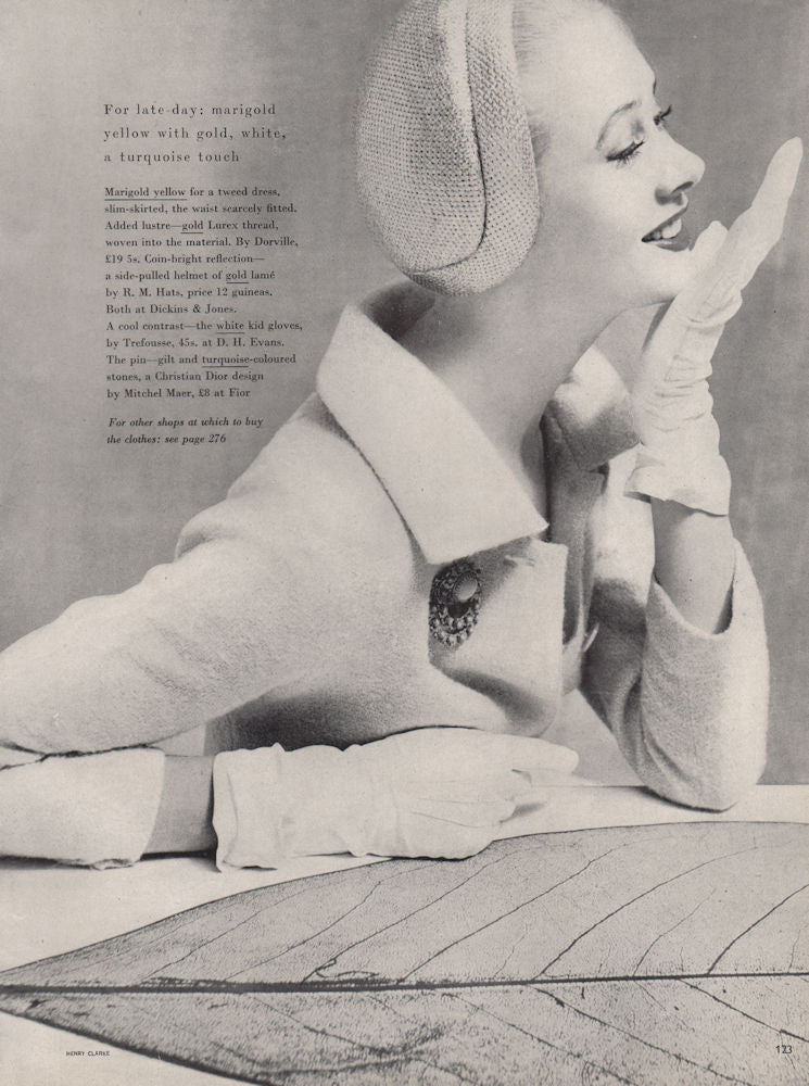 Dress for late-day. Fashion. BRITISH VOGUE 1955 old vintage print picture